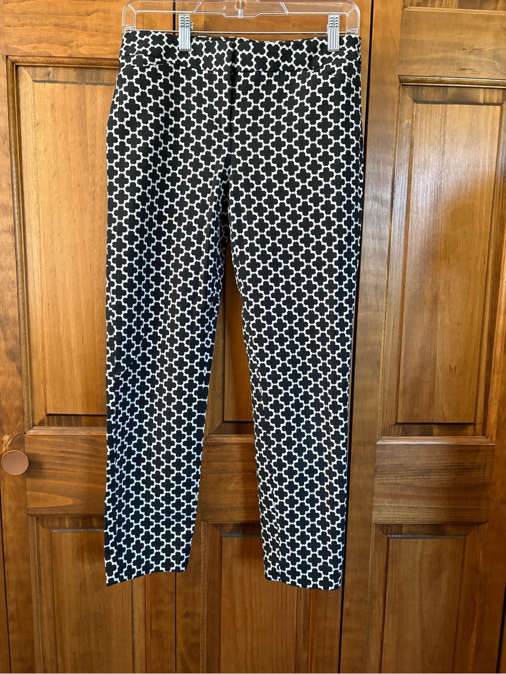 White House Black Market Pencil Pants 2R Geometric Lattice Print Slim Ankle